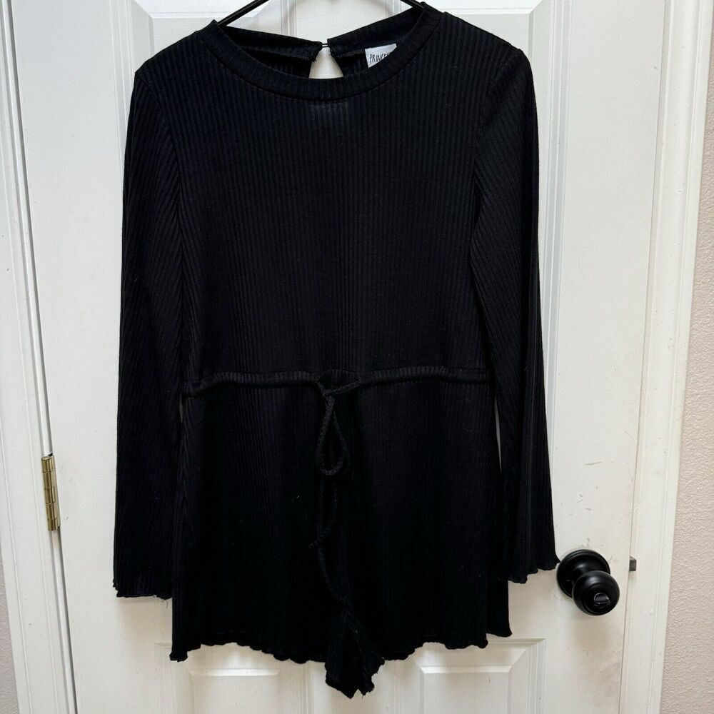 Long Sleeve Romper Princess Polly black  Size 6 Romper Conch Tie Waist